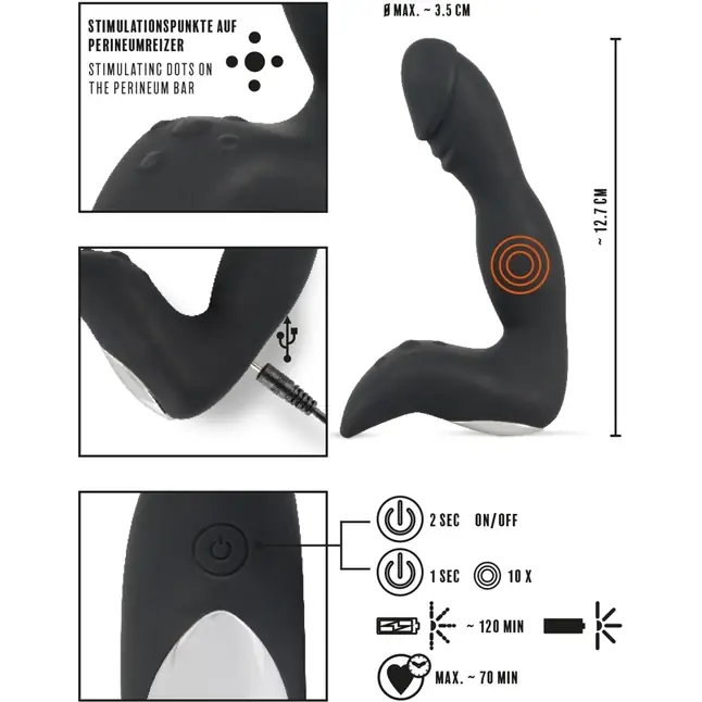 Черный перезаряжаемый вибростимулятор простаты Rechargeable Prostate Stimulator - You2Toys. Фотография 10.