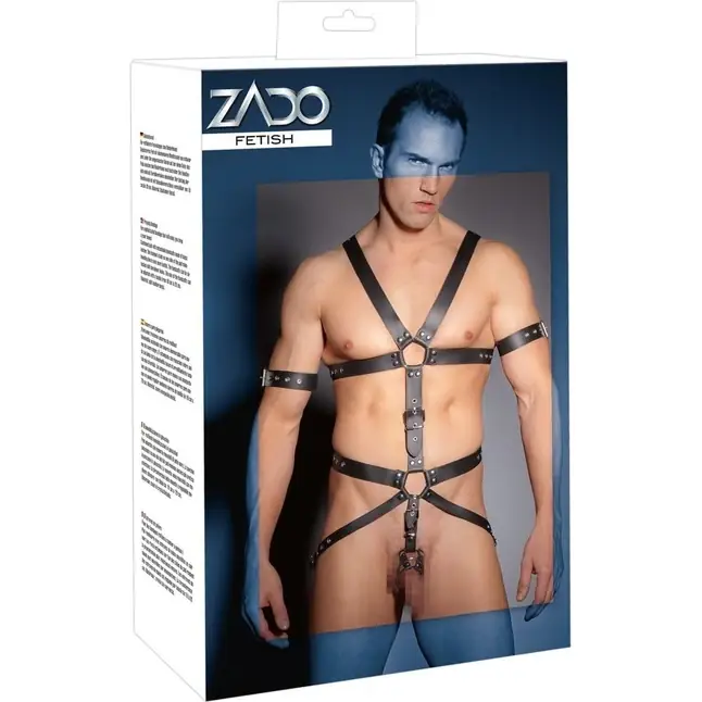Мужское боди-харнесс с кольцом для пениса - размер L/XL - Zado. Фотография 5.