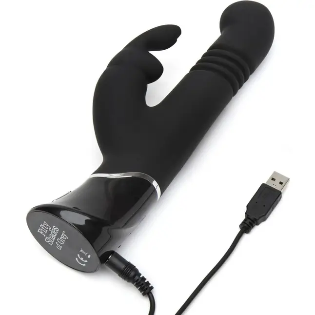 Черный хай-тек вибратор Greedy Girl Thrusting Rabbit Vibrator - 22,8 см - Fifty Shades of Grey. Фотография 3.