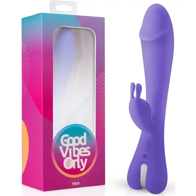 Фиолетовый вибратор-кролик Trix Rabbit Vibrator - 22,5 см - Good Vibes Only. Фотография 5.