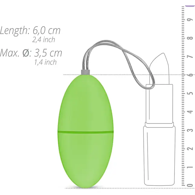 Салатовое виброяйцо Vibrating Egg с пультом ДУ - Mini Vibe Collection. Фотография 4.