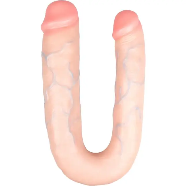 Телесный U-образный фаллоимитатор Easytoys Double Dong - 22 см - Dildo Collection