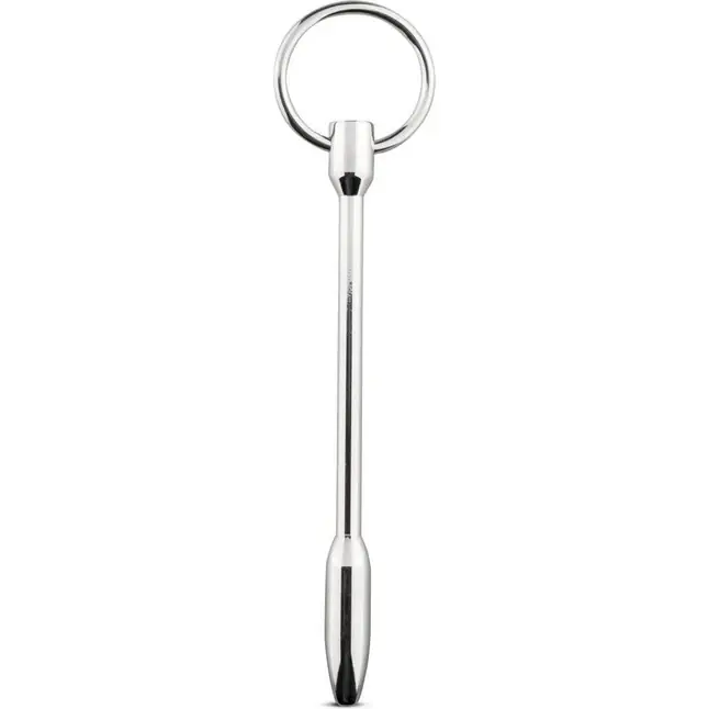 Серебристый уретральный стимулятор Sinner Solid Metal Dilator with Pull-out-ring - 14,5 см - Sinner Gear Unbendable