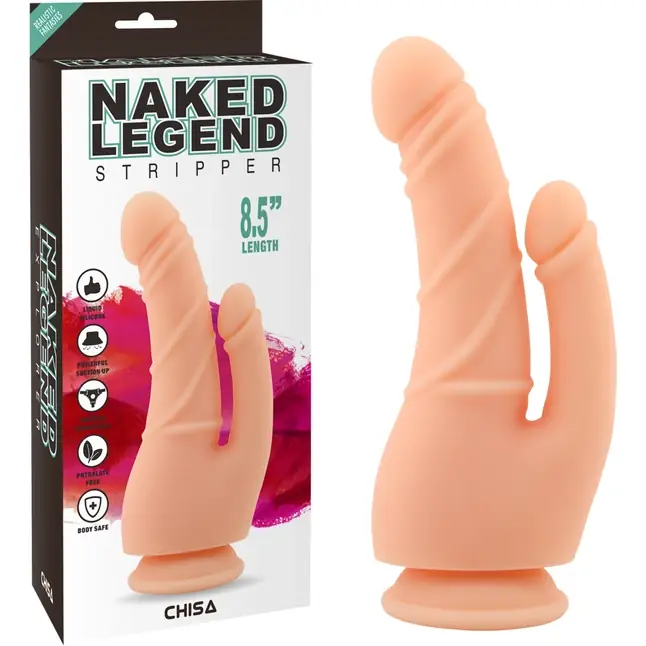 Двойной телесный фаллоимитатор на присоске Naked Legend - 21,5 см. Фотография 6.