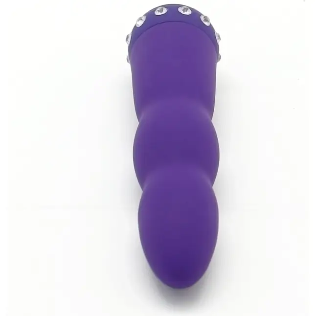 Фиолетовый вибратор WAVY WAND со стразами - 14 см. Фотография 3.