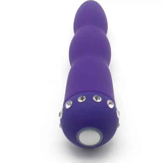 Фиолетовый вибратор WAVY WAND со стразами - 14 см. Фотография 5.