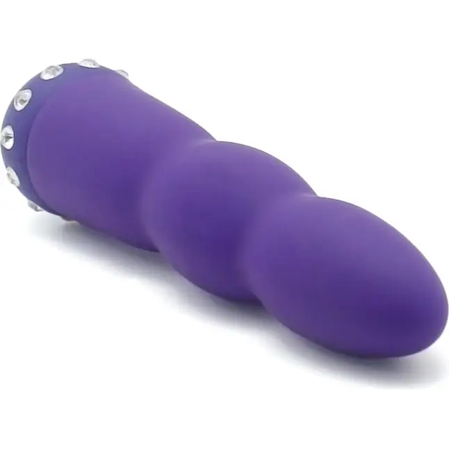 Фиолетовый вибратор WAVY WAND со стразами - 14 см. Фотография 6.