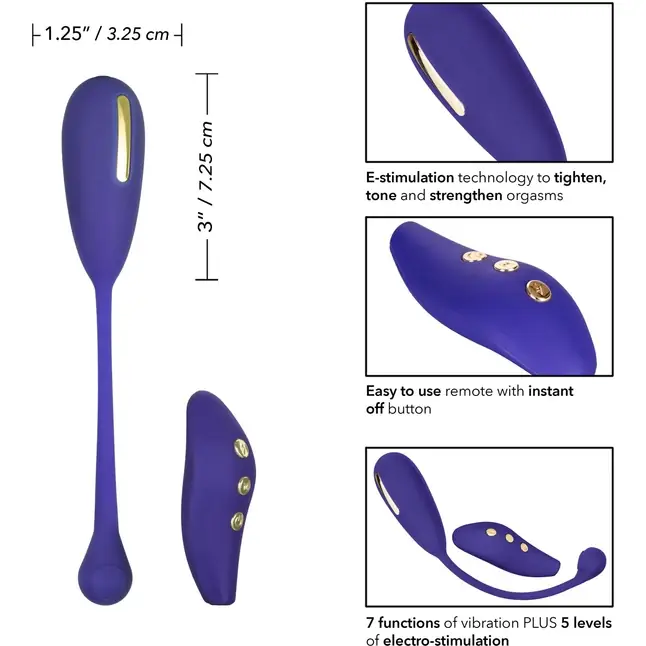 Фиолетовый шарик с электростимуляцией и вибрацией Intimate E-Stimulator Remote Kegel Exerciser - Impulse. Фотография 7.