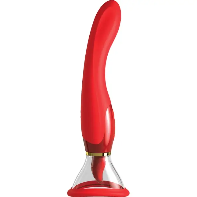 Красный двухсторонний вибростимулятор Ultimate Pleasure 24K Gold Luxury Edition - 25 см - Fantasy For Her