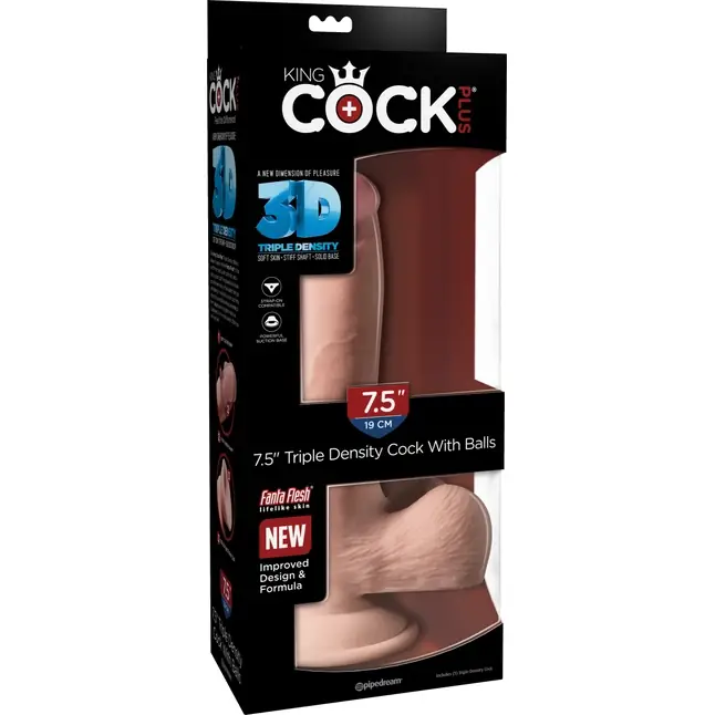 Телесный фаллоимитатор на присоске 7.5 Triple Density Cock - 22,9 см - King Cock Plus. Фотография 4.