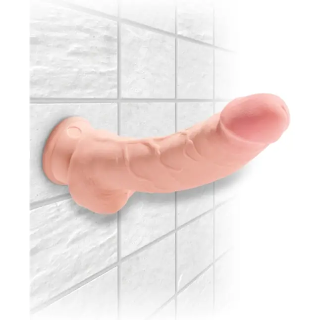 Телесный фаллоимитатор на присоске 8 Triple Density Fat Cock with Balls - 24,1 см - King Cock Plus. Фотография 5.