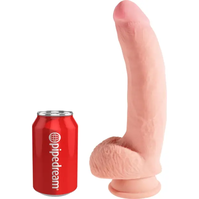 Телесный фаллоимитатор на присоске 10 Triple Density Cock with Balls - 26,7 см - King Cock Plus. Фотография 3.