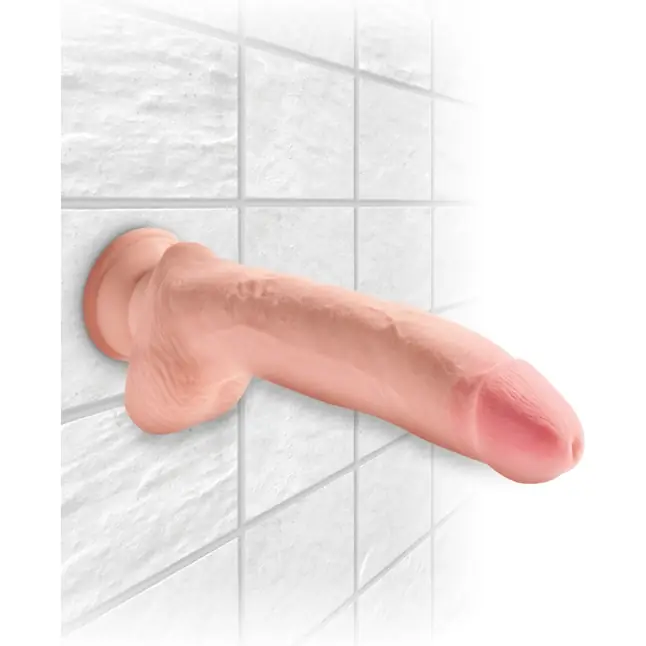 Телесный фаллоимитатор на присоске 10 Triple Density Cock with Balls - 26,7 см - King Cock Plus. Фотография 5.