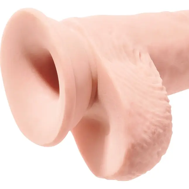Телесный фаллоимитатор на присоске 10 Triple Density Fat Cock with Balls - 27,9 см - King Cock Plus. Фотография 8.