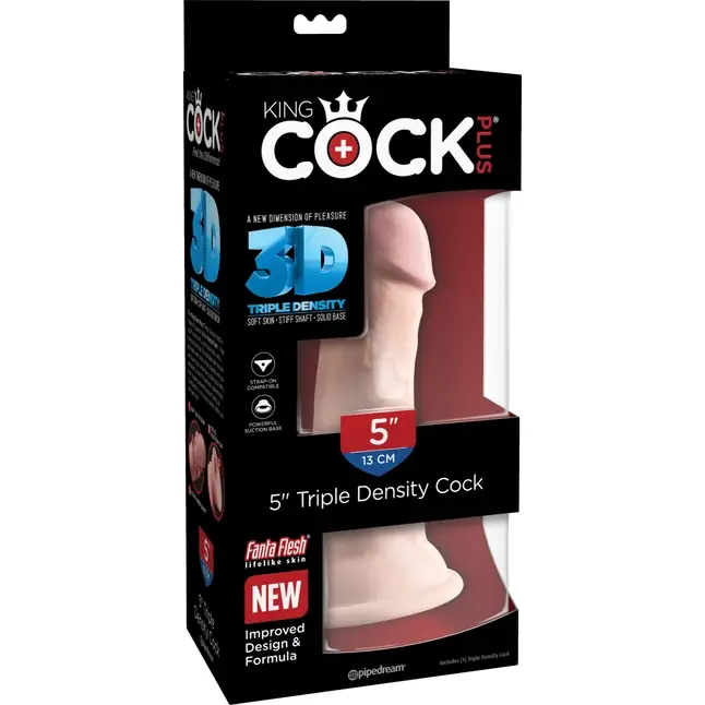 Телесный фаллоимитатор на присоске 5 Triple Density Cock - 15,24 см - King Cock Plus. Фотография 4.