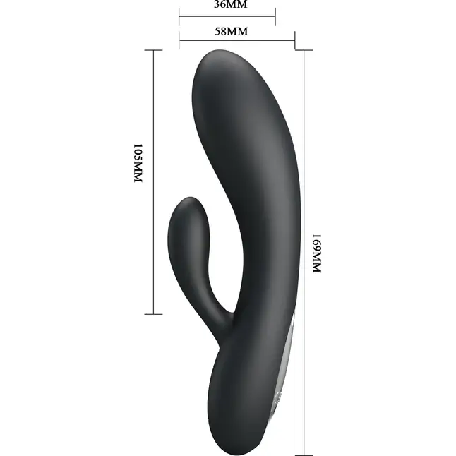 Черный вибратор с клиторальным отростком Matt - 16,9 см - Pretty Love. Фотография 3.