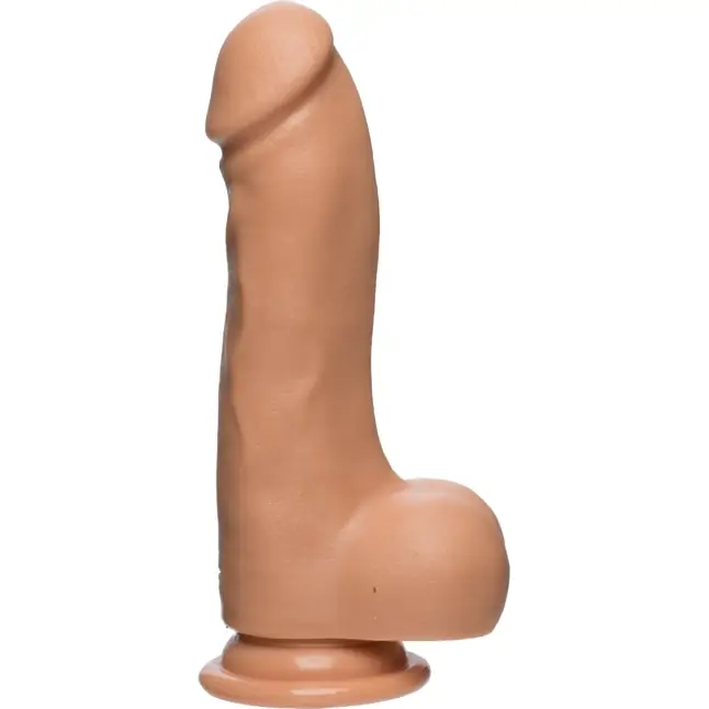 Телесный фаллоимитатор с изгибом и мошонкой Master D FIRMSKYN 7.5 with Balls - 19,05 см - The D