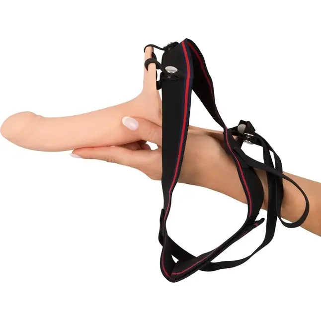 Силиконовый полый страпон на ремнях Silicone Strap-on - 19 см - You2Toys. Фотография 3.