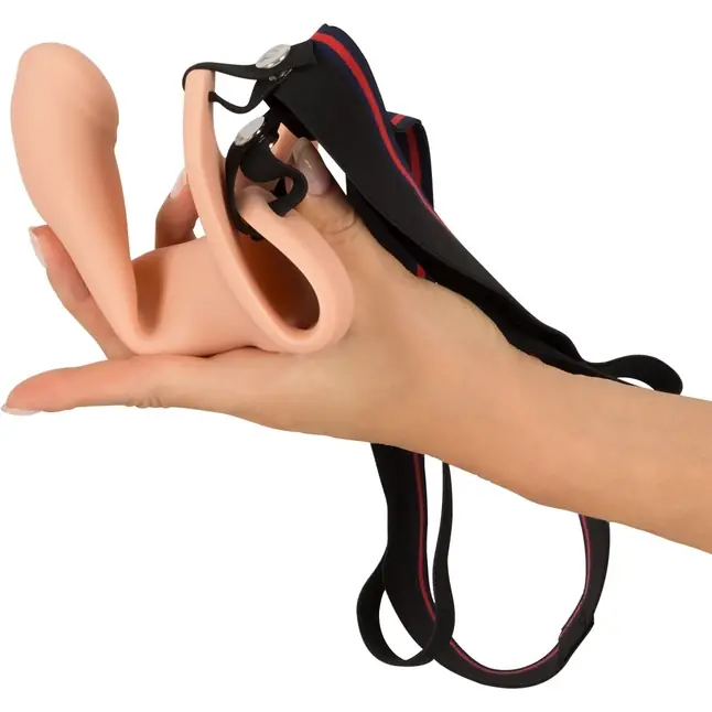 Силиконовый полый страпон на ремнях Silicone Strap-on - 19 см - You2Toys. Фотография 4.