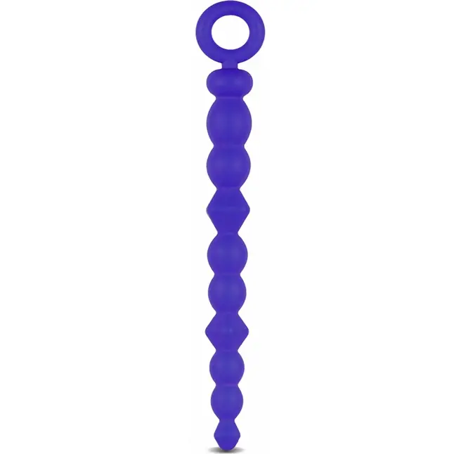 Синяя силиконовая анальная цепочка SILICONE BEADS INDIGO - 24,6 см - Luxe