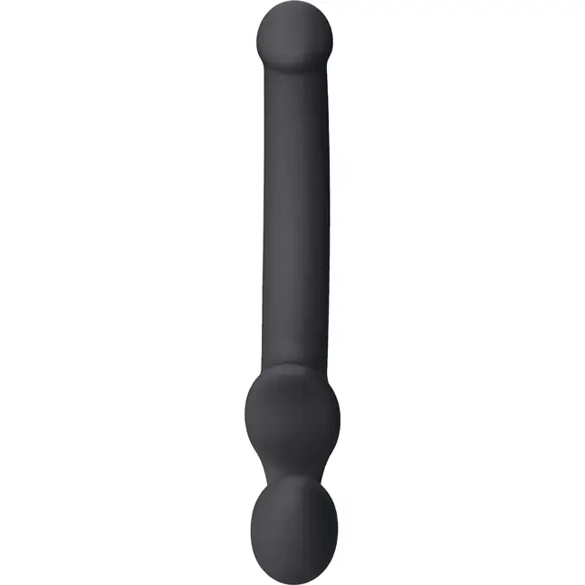 Черный безремневой страпон Silicone Bendable Strap-On - size S. Фотография 4.