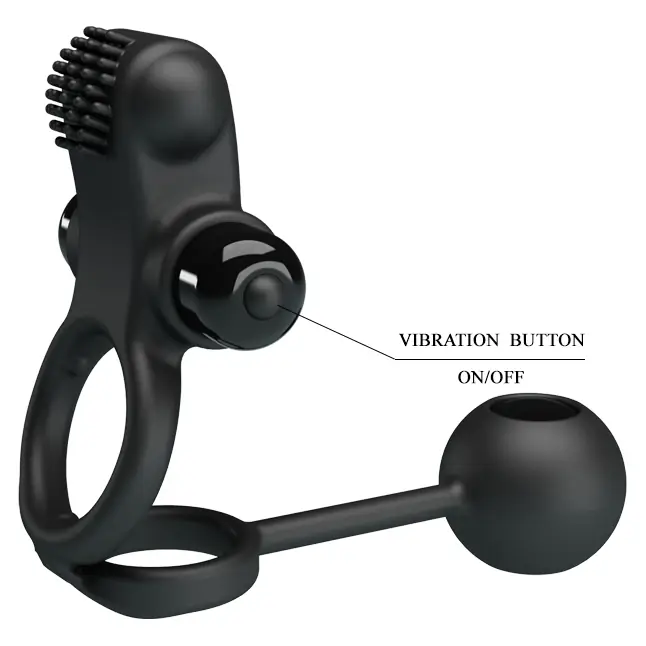 Черное эрекционное виброкольцо Vibrating Penis Sleeve IV - Pretty Love. Фотография 5.