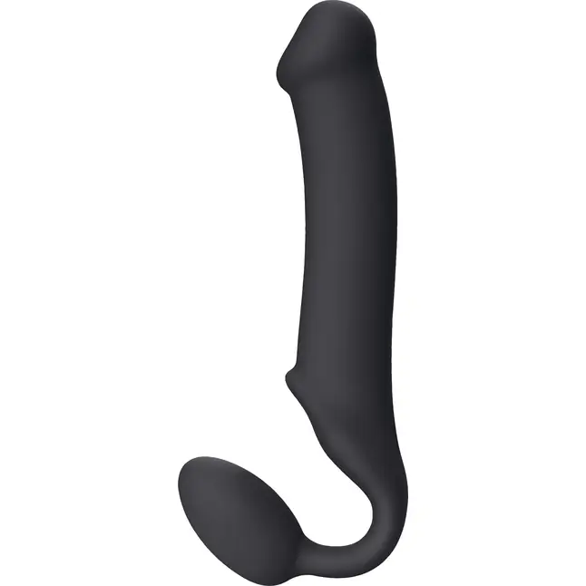 Черный безремневой страпон Silicone Bendable Strap-On XL. Фотография 2.