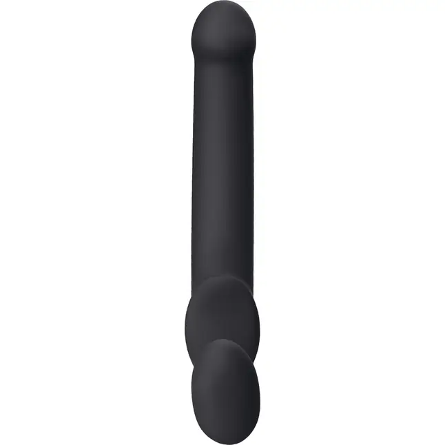 Черный безремневой страпон Silicone Bendable Strap-On XL. Фотография 3.
