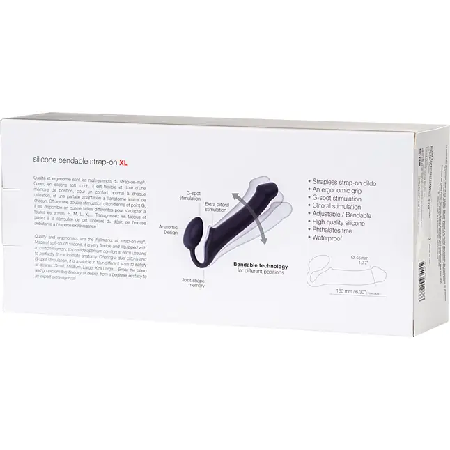 Черный безремневой страпон Silicone Bendable Strap-On XL. Фотография 8.