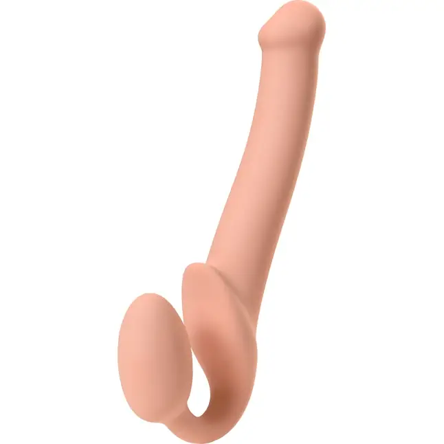 Телесный безремневой страпон Silicone Bendable Strap-On - size M