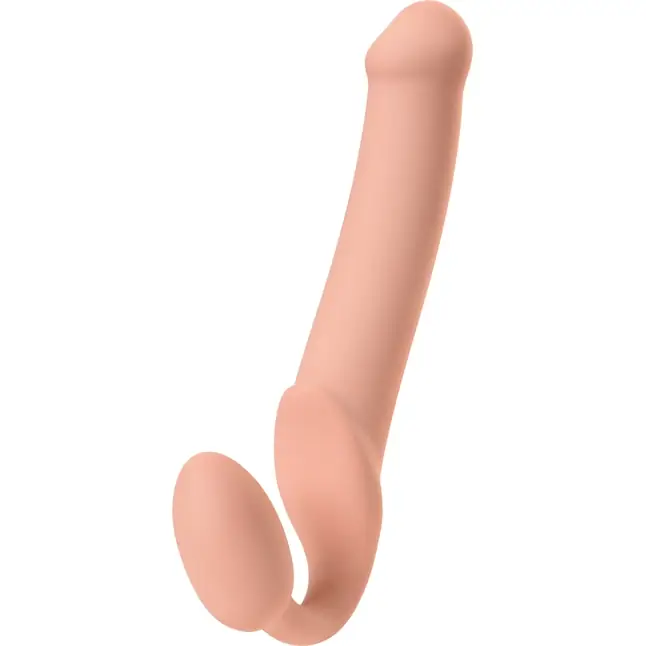 Телесный безремневой страпон Silicone Bendable Strap-On XL
