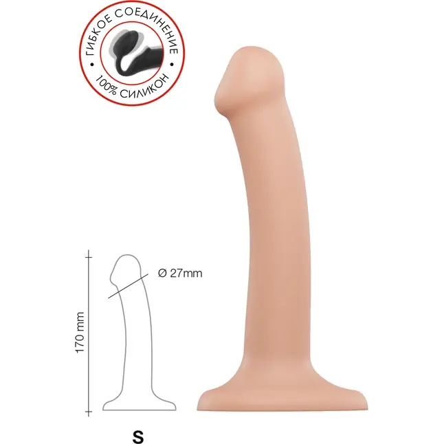 Телесный фаллос на присоске Silicone Bendable Dildo S - 17 см. Фотография 8.