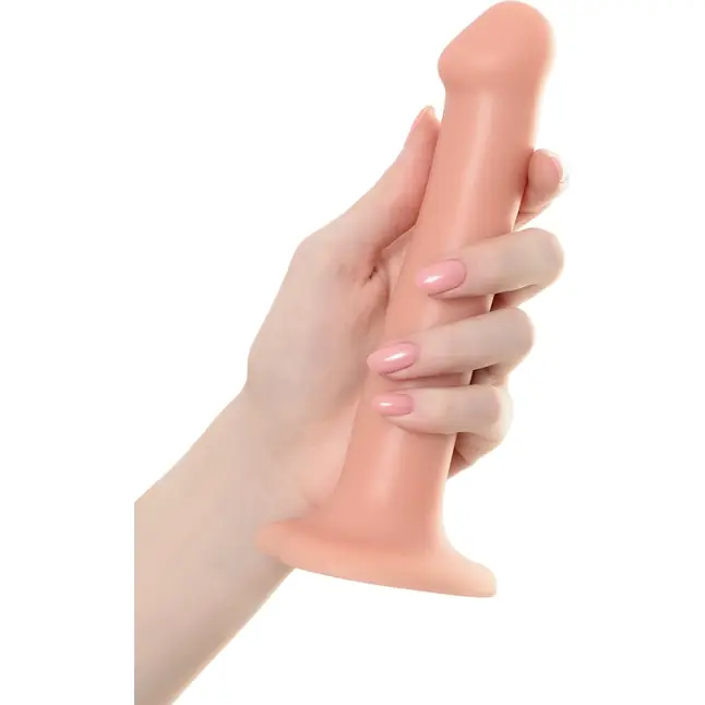 Телесный фаллос на присоске Silicone Bendable Dildo M - 18 см. Фотография 3.