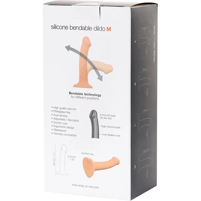 Телесный фаллос на присоске Silicone Bendable Dildo M - 18 см. Фотография 8.