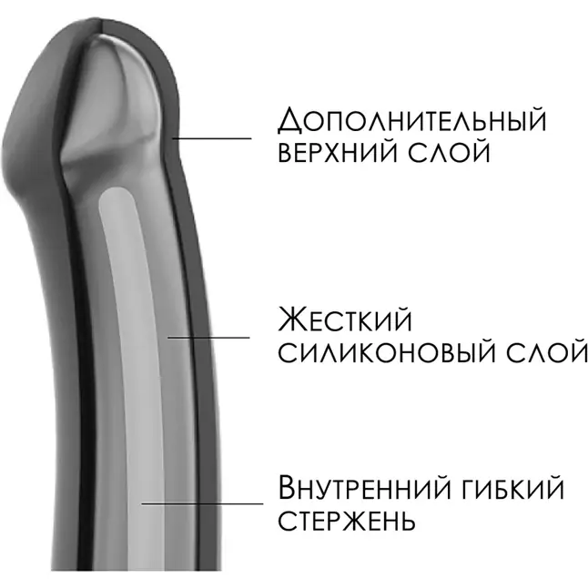 Черный фаллос на присоске Silicone Bendable Dildo M - 18 см. Фотография 7.