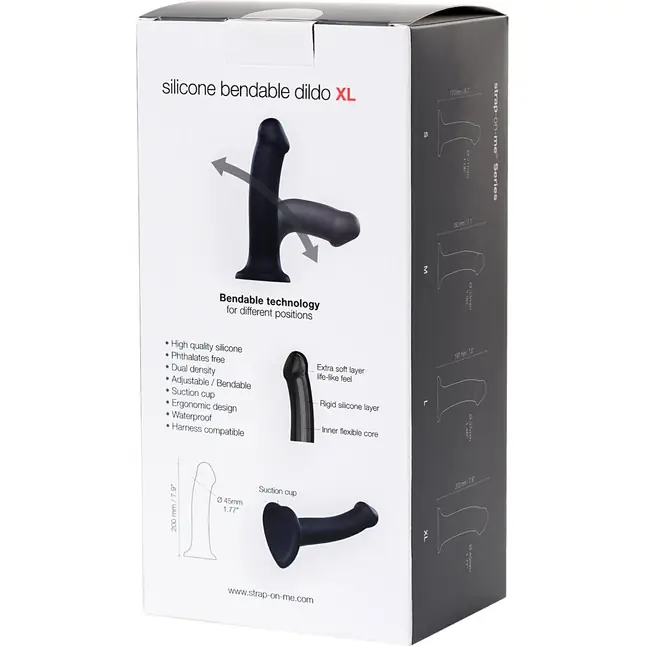 Черный фаллос на присоске Silicone Bendable Dildo XL - 20 см. Фотография 9.