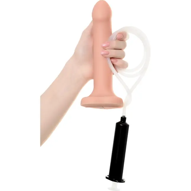 Телесный фаллос с имитацией эякуляции Silicon Cum Dildo L - 19,6 см. Фотография 2.