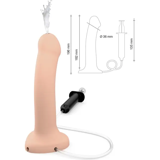 Телесный фаллос с имитацией эякуляции Silicon Cum Dildo L - 19,6 см. Фотография 3.