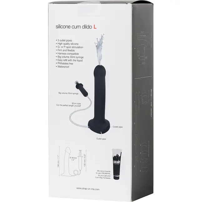 Черный фаллос с имитацией эякуляции Silicon Cum Dildo L - 19,6 см. Фотография 11.