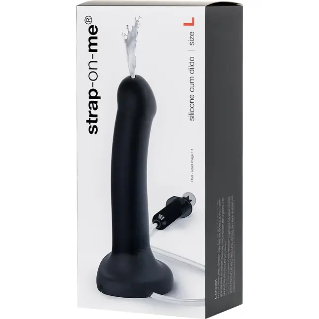 Черный фаллос с имитацией эякуляции Silicon Cum Dildo L - 19,6 см. Фотография 10.