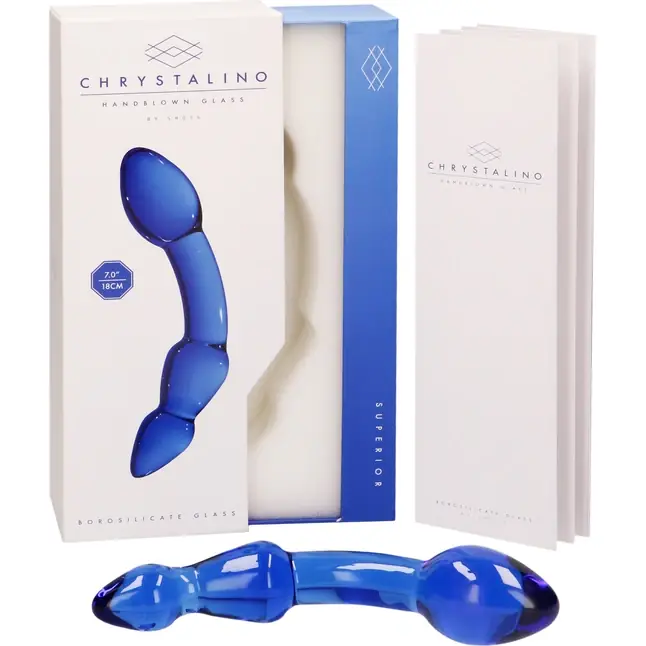 Синий стеклянный стимулятор Superior - 18 см - Chrystalino. Фотография 5.
