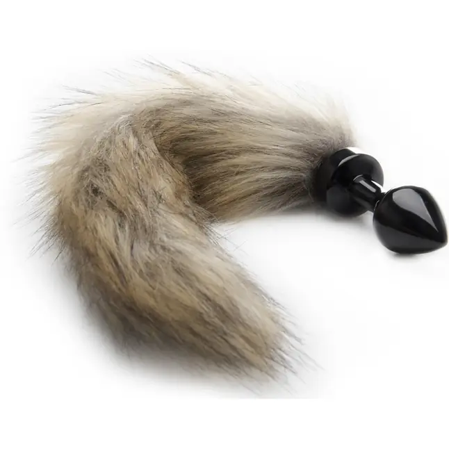 Черная маленькая анальная пробка с хвостиком Fox Tail Buttplug - Ouch!