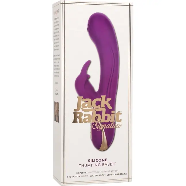 Фиолетовый вибратор-кролик Signature Silicone Thumping Rabbit с пульсирующим воздействием - 22,75 см - Jack Rabbits. Фотография 7.