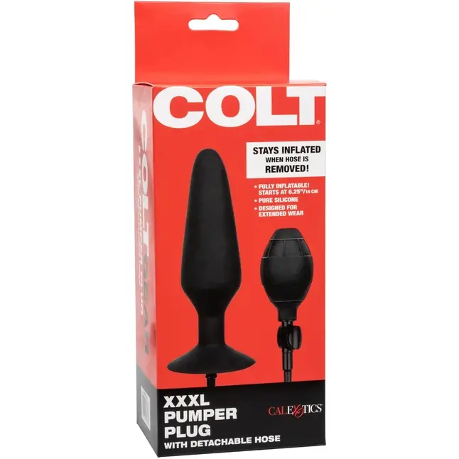 Черная анальная пробка с расширением COLT XXXL Pumper Plug with Detachable Hose - 16 см - Colt. Фотография 10.