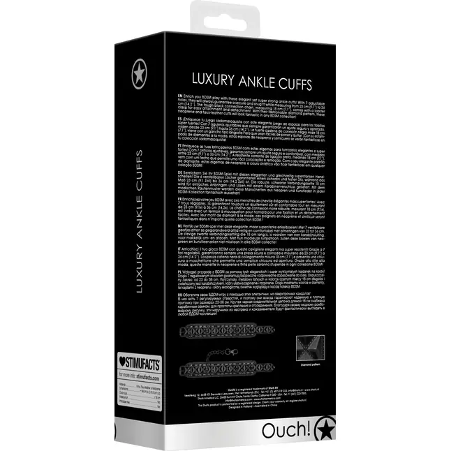 Черные поножи Luxury Ankle Cuffs - Ouch!. Фотография 7.