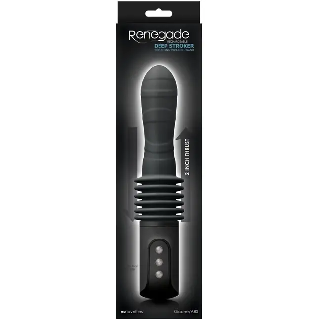 Черный вибромассажер с поступательным движением Deep Stroker - 29,2 см - Renegade. Фотография 2.