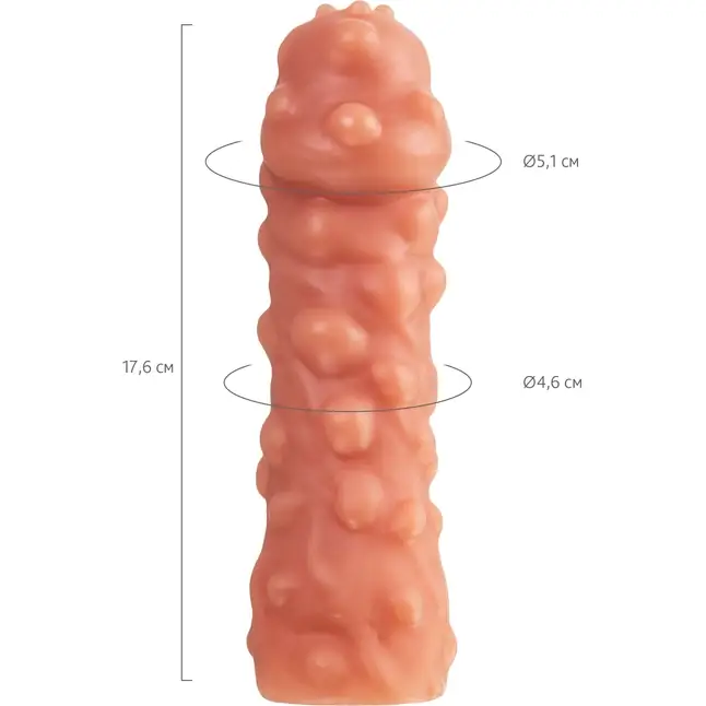 Насадка на фаллос с крупными бугорками Cock Sleeve 003 Size L - 17,6 см. Фотография 5.