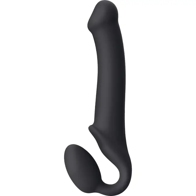 Черный безремневой страпон Silicone Bendable Strap-On L. Фотография 2.