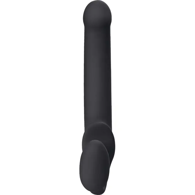 Черный безремневой страпон Silicone Bendable Strap-On L. Фотография 3.