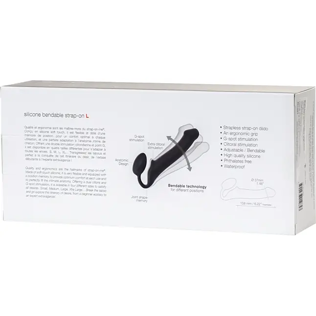 Черный безремневой страпон Silicone Bendable Strap-On L. Фотография 8.
